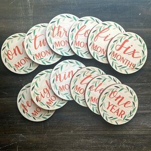 Wooden milestone markers photo props, 1st year month to month